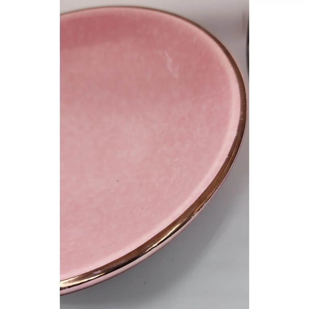 Kenwood Vintage Pink MCM Retro 964 Drip Speckled Footed Oven Proof Bowl USA 8.75